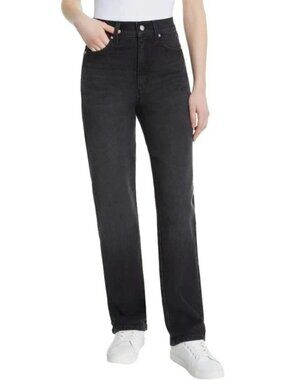 NWT Gloria Vanderbilt Women's 8 Black / GrayRelaxed Straight Jeans Stretch F1264